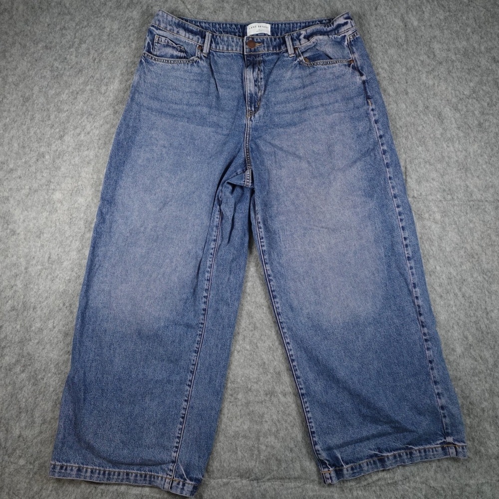 Lane Bryant‎ Jeans Women 16 Blue Wide Leg High Rise Cotton Lyocell Blend Denim